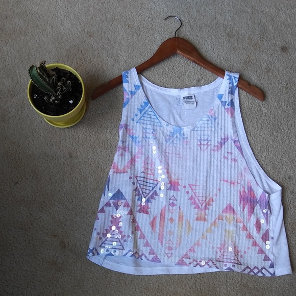 PINK Tops - PINK Tribal Sequin Top PINK Tops - PINK Tribal Sequin Top